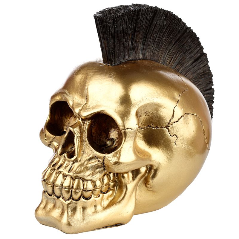 Gold Punk Mohikaner Totenkopf Figur
