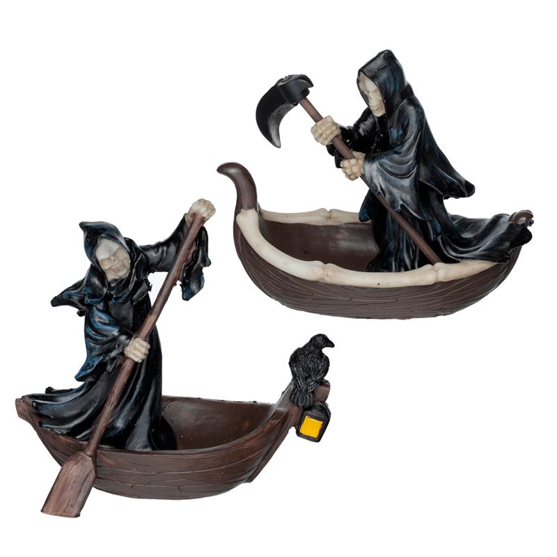 Der Sensenmann Ferryman of Death in einem kleinen Boot Ornament