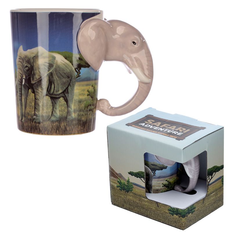 Elefant mit Savanne geformter Henkel Tasse  