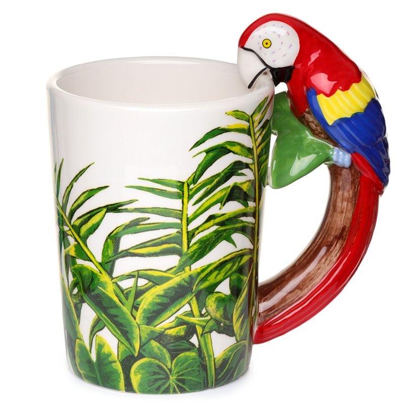 Papagei Tschungel geformter Henkel Tasse  