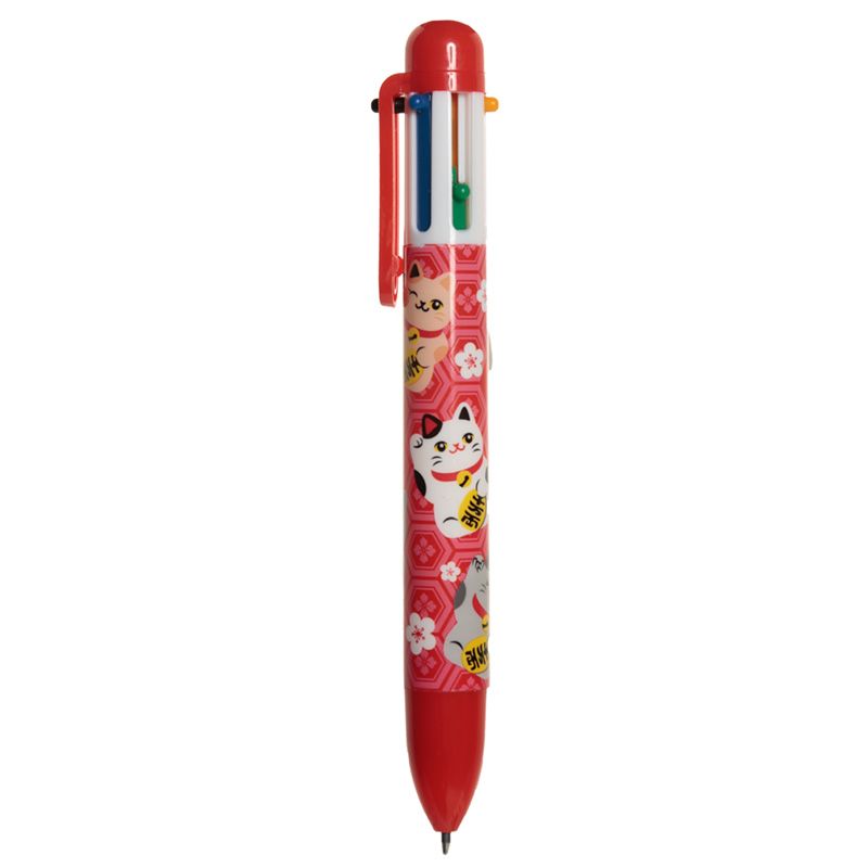 Maneki Neko Glückskatze mehrfarbiger Kugelschreiber (6 Farben)