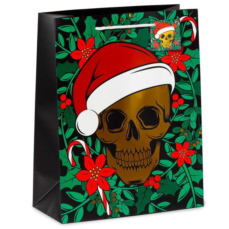 Weihnachten Totenkopf metallische Geschenktasche - (L)