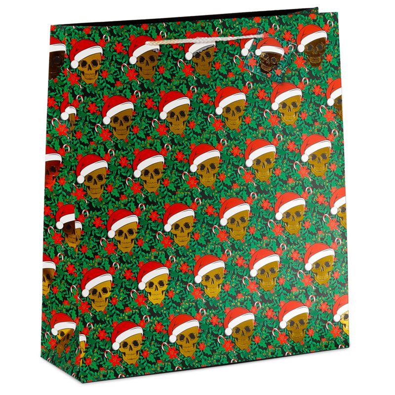 Weihnachten Totenkopf metallische Geschenktasche - (XL)