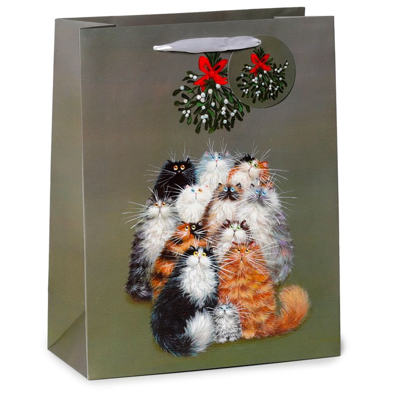 Weihnachten Kim Haskins Katzen Mistelzweig Geschenktasche - (L)