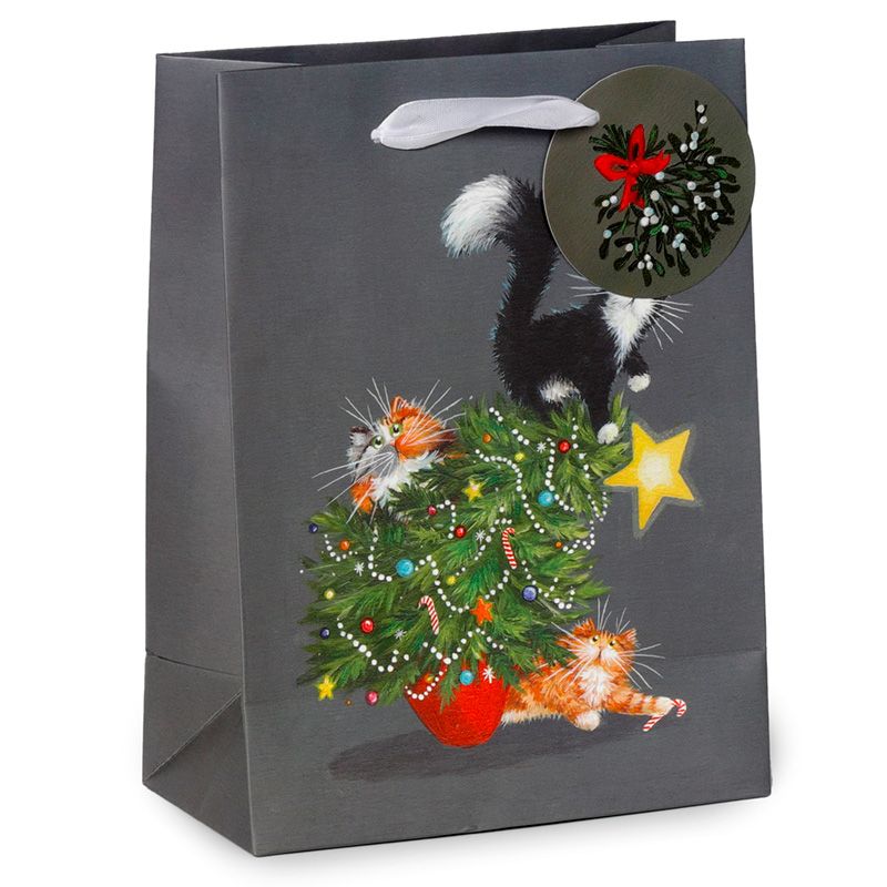 Weihnachten Kim Haskins Katzen Weihnachtsbaum Geschenktasche - (M)