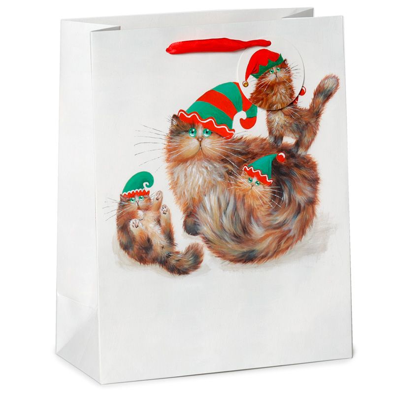 Weihnachten Kim Haskins Katzen Elfen Geschenktasche - (L)