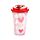 Amore Herzen Becher mit Deckel & Flip-Strohhalm 500ml