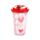 Amore Herzen Becher mit Deckel & Flip-Strohhalm 500ml