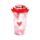 Amore Herzen Becher mit Deckel & Flip-Strohhalm 500ml