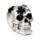 Silberner Totenkopf mit schwarzen Spinnen und Netzen
