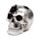 Silberner Totenkopf mit schwarzen Spinnen und Netzen