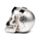 Silberner Totenkopf mit schwarzen Spinnen und Netzen
