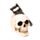 Totenkopf mit Metallsäge im Schädel