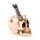 Totenkopf mit Metallhammer und Nägeln im Schädel