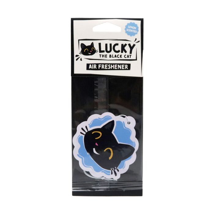 Lucky the Black Cat Schwarze Katze Gesicht Zitrone Auto-Lufterfrischer