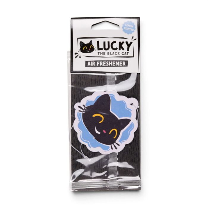 Lucky the Black Cat Schwarze Katze Gesicht Zitrone Auto-Lufterfrischer