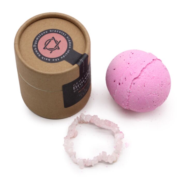 Set Sheabutter & Bergamotte Badebombe und Rosenquarz Armband