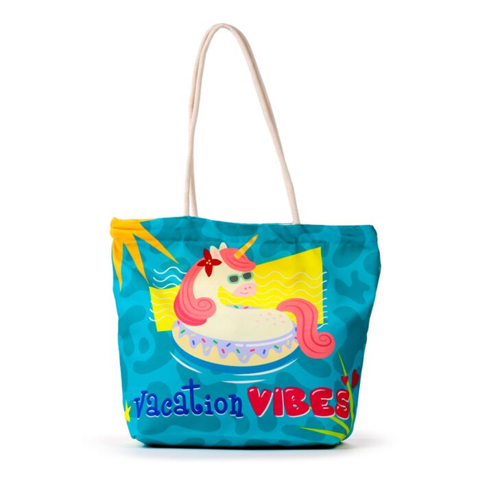 Vacation Vibes Einhorn Canvas-Strandtasche