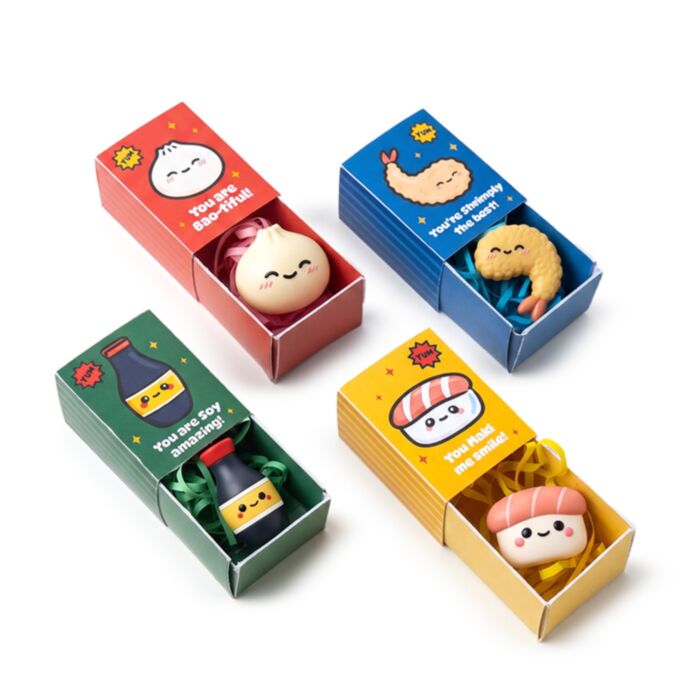 Foodiemals Bao House Bao Bun, Garnele, Maki, Sojasoße Glücksbringer in Minibox
