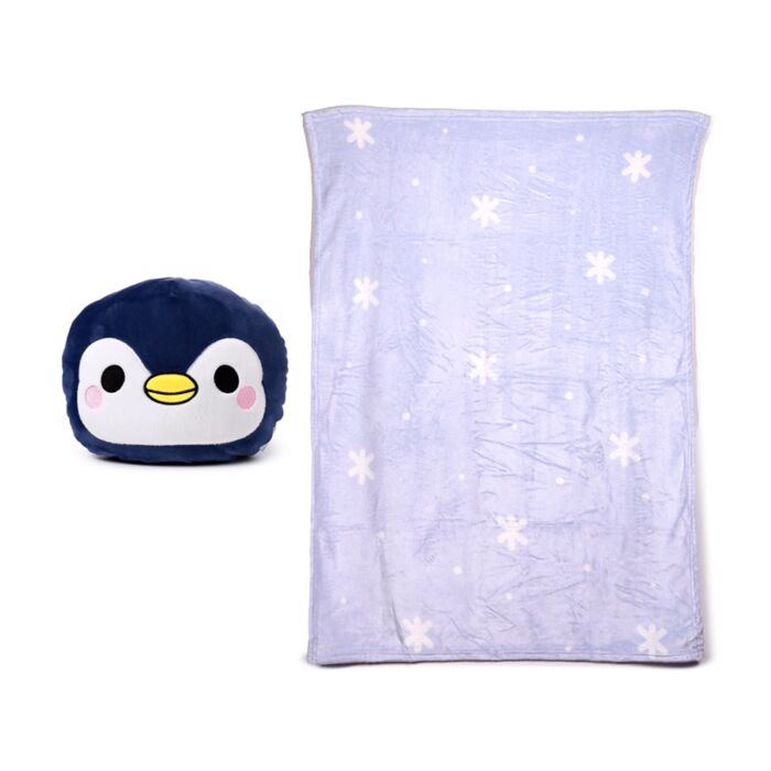 Blankeazzz Adoramals Nico the Penguin Pinguin  Plüsch 2 in 1 Reisekissen & Decke