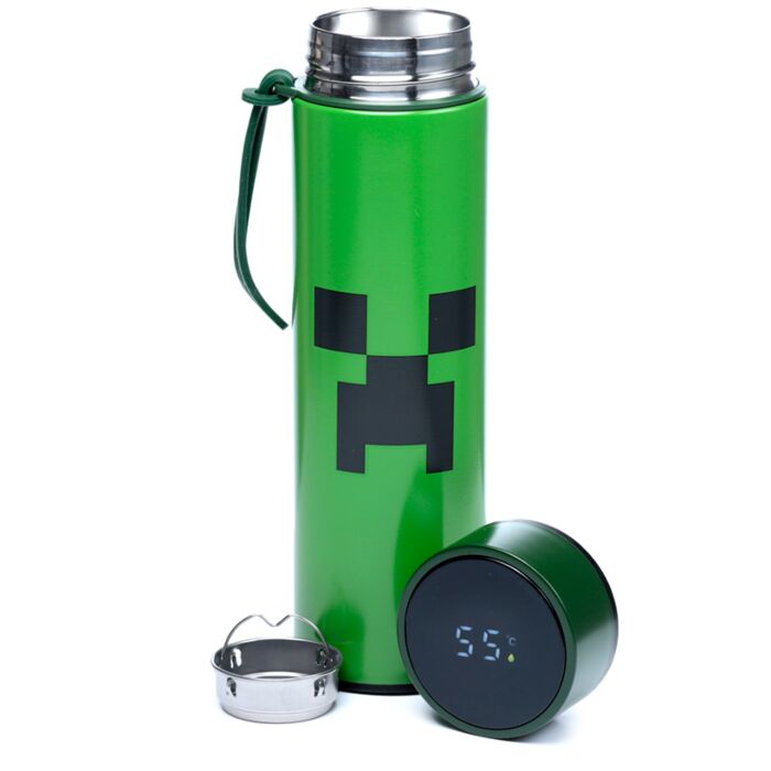 Minecraft Creeper Isolierflasche mit Digital-Thermometer 450ml