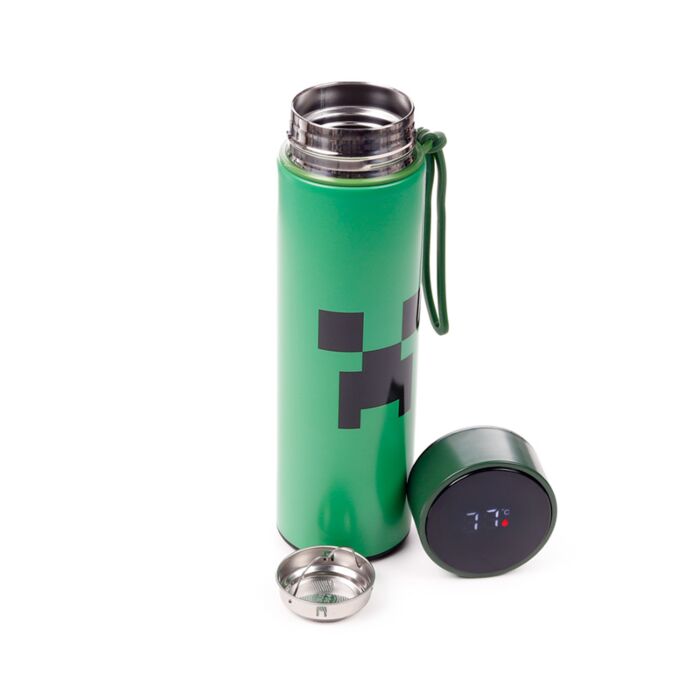 Minecraft Creeper Isolierflasche mit Digital-Thermometer 450ml