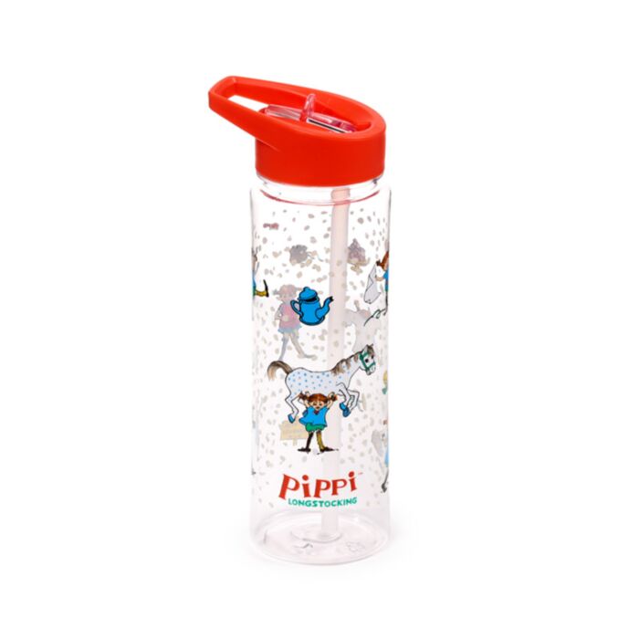 Pippi Longstocking Pippi Langstrumpf Kinder-Wasserflasche mit Strohhalm 550ml