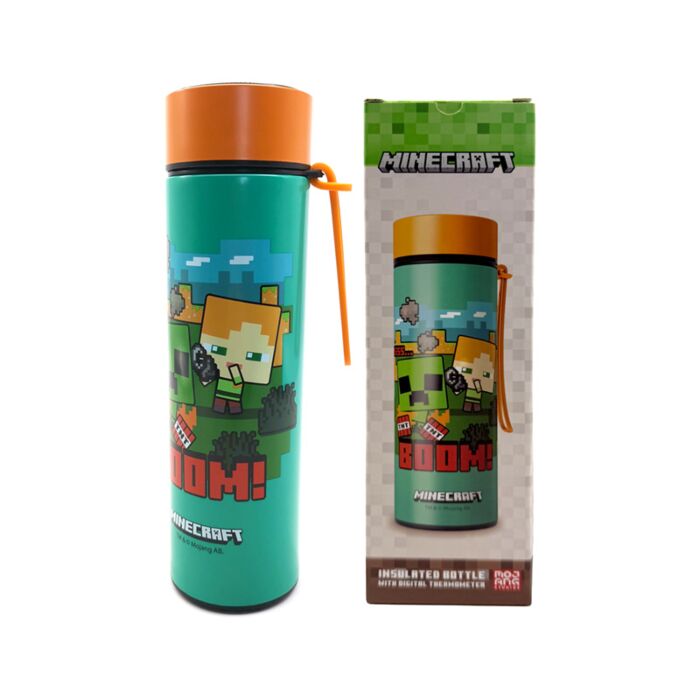 Minecraft BOOM Isolierflasche mit Digital-Thermometer 450ml
