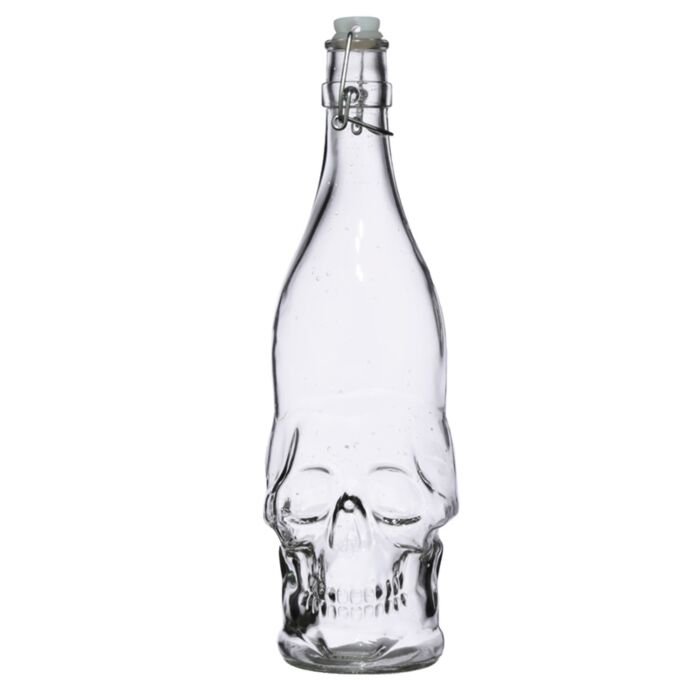 Skulls & Rosen Totenkopf & Rosen Glas-Wasserflasche 1L 