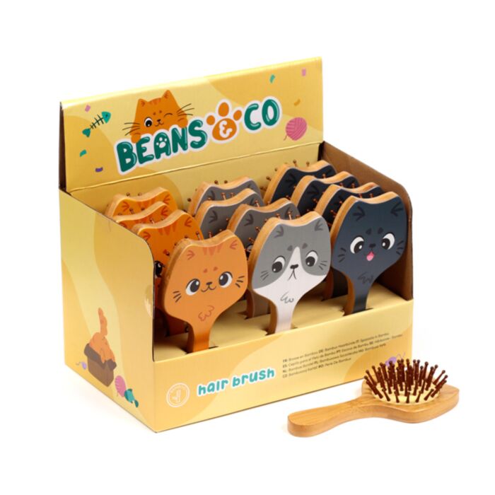 Beans & Co. Katzen Katzengesichter Bambus-Haarbürste