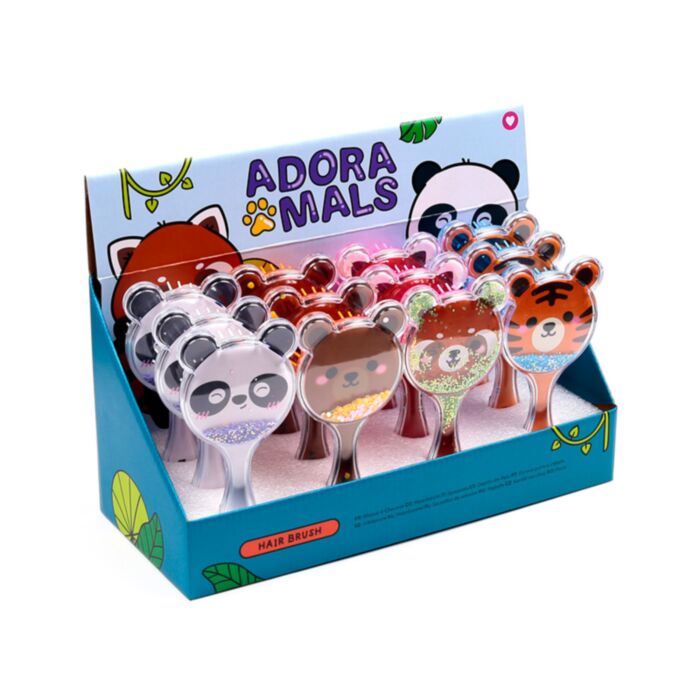 Adoramals Wild Tiere Tiergesichter Glitzer-Haarbürste