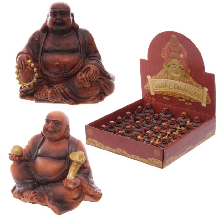 Glücksbuddha Holzeffekt Mini 