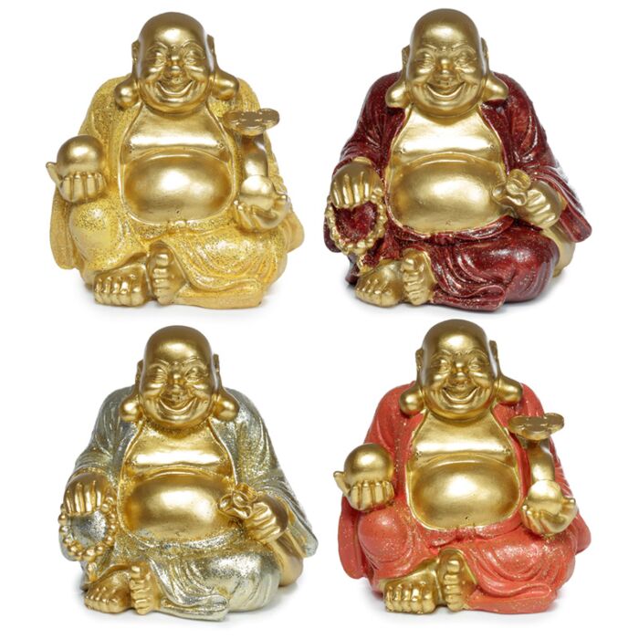 Chinesischer Buddha Lachend Glitzer Dekoration 8cm