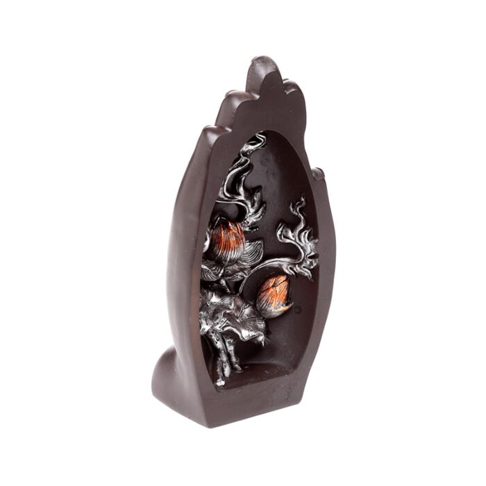 Lotus-Pflanze in einer ausgehöhlten Hand Schwarz-Silber