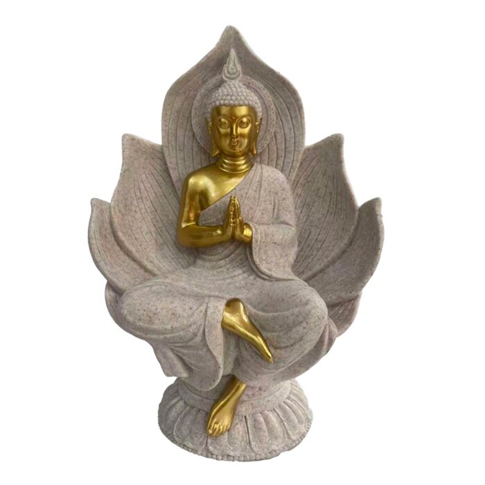 Sitzender Thai Buddha Sandstein & Gold Effect