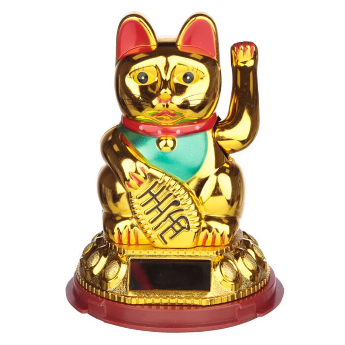 Maneki Neko Winkende Glückskatze Gold Solar Pal Wackelfigur