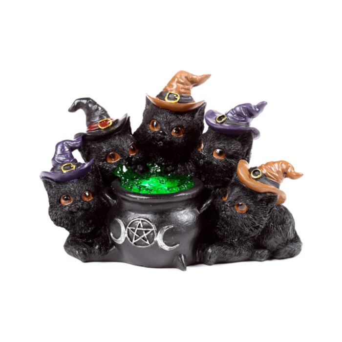 Witches Black Cat Katzen Hexenkessel LED-Dekoration