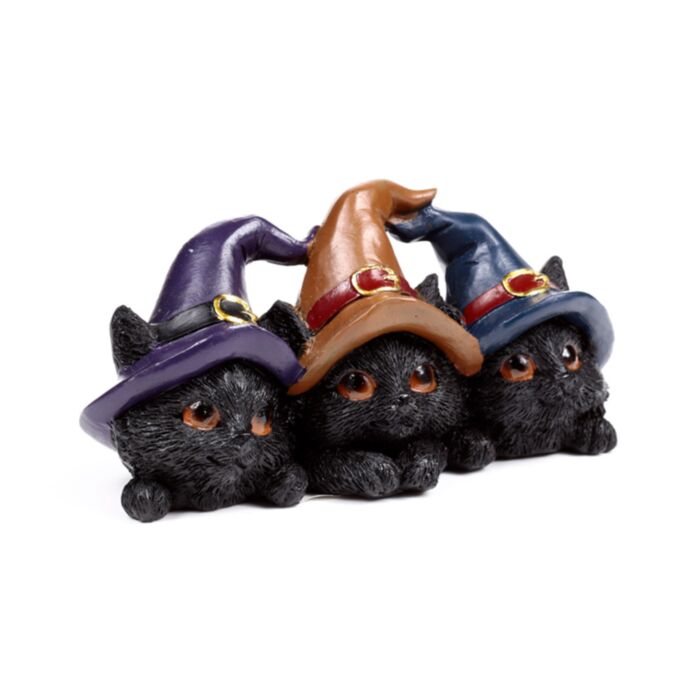 Witches Black Cat Katzen-Trio mit Hexenhüten