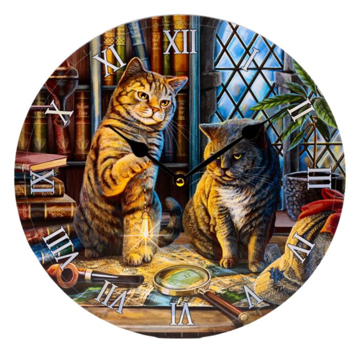 Lisa Parker Purrlock Holmes Katze Wanduhr