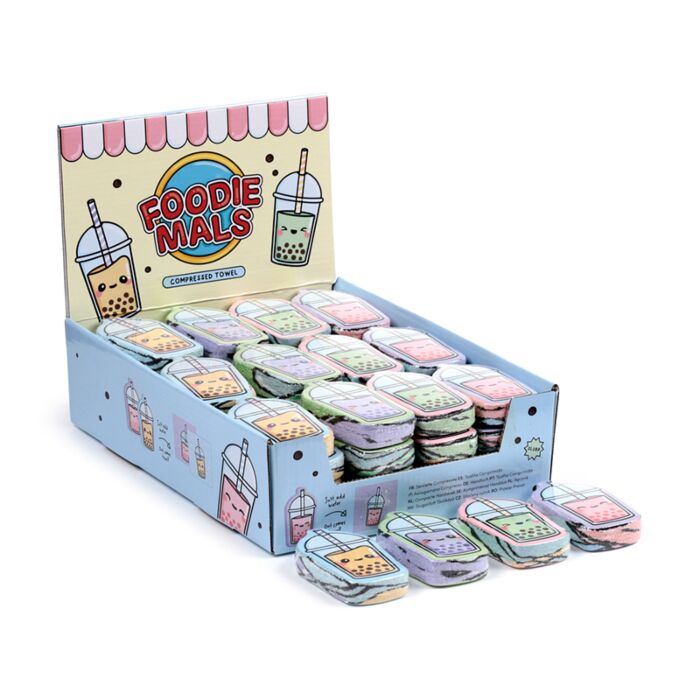 Foodiemals Bubble Tea Komprimiertes Reisehandtuch