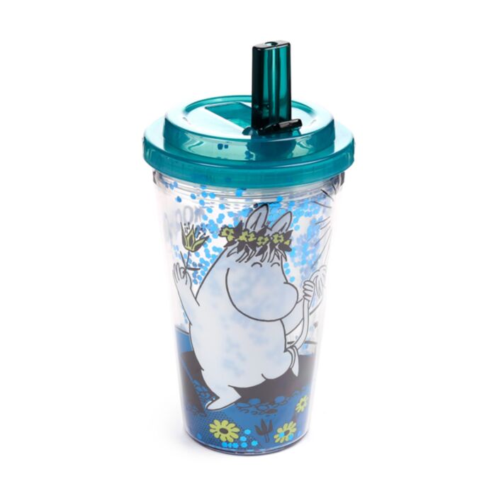 Moomin Mumin Becher mit Deckel & Flip-Strohhalm 500ml