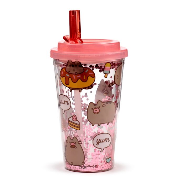 Pusheen the Cat Katze Foodie Becher mit Deckel & Flip-Strohhalm 500ml