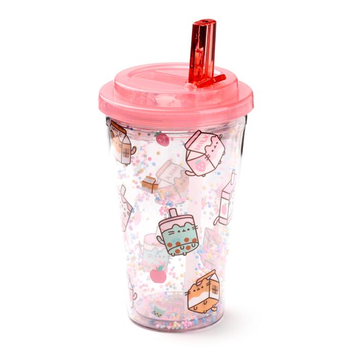 Pusheen the Cat Katze Sips Becher mit Deckel & Flip-Strohhalm 500ml