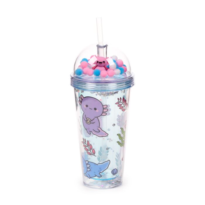 Adoramals Maddie the Axolotl Doppelwandiger Becher mit Strohhalm & Glücksbringer