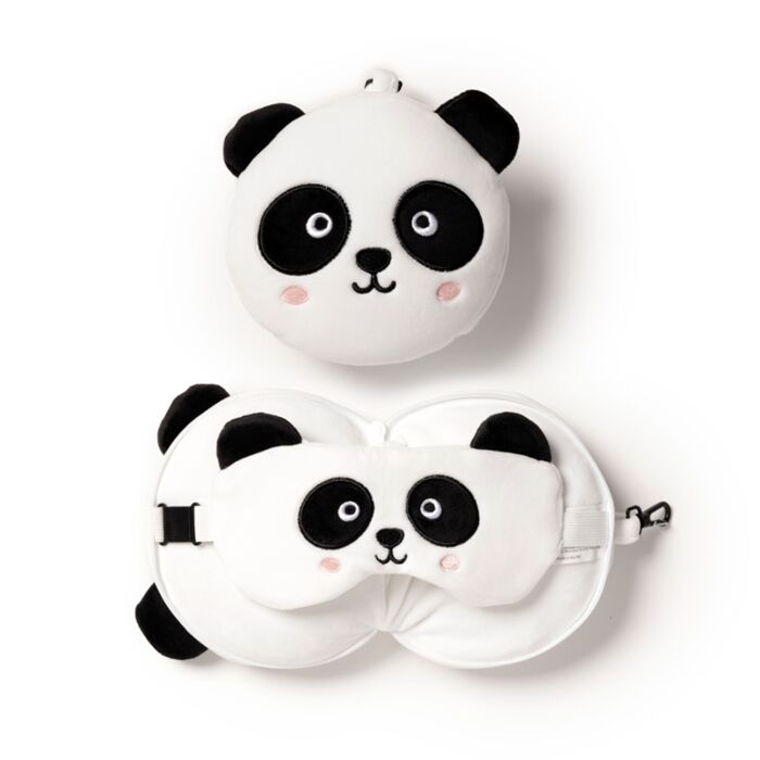 Relaxeazzz Panda Plüsch Reisekissen & Schlafmaske