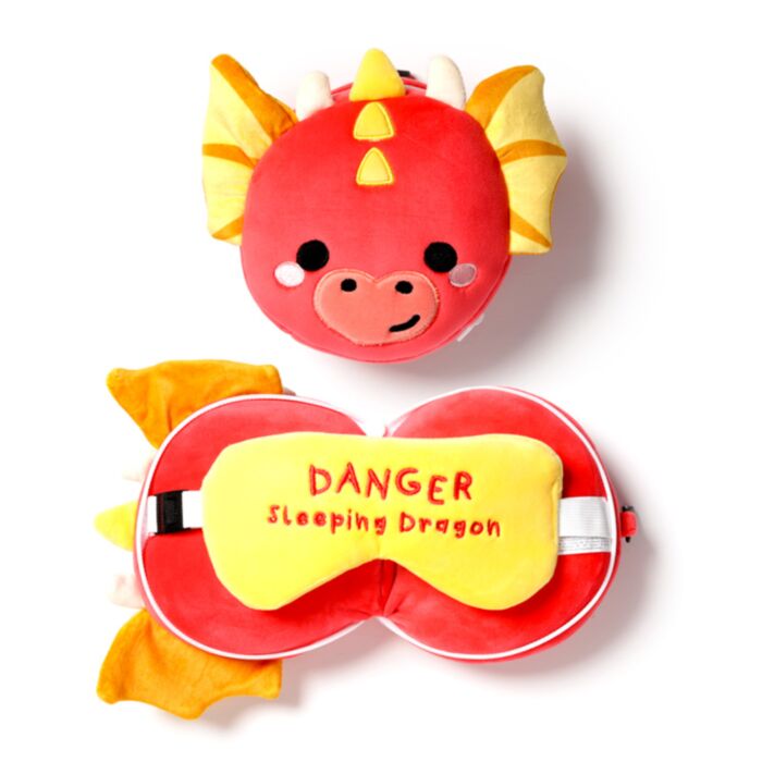 Relaxeazzz Adoramagics Drache Plüsch Reisekissen & Schlafmaske