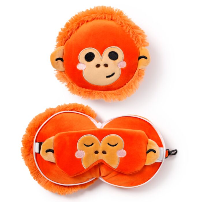 Relaxeazzz Adoramals Orang-Utan Plüsch Reisekissen & Schlafmaske
