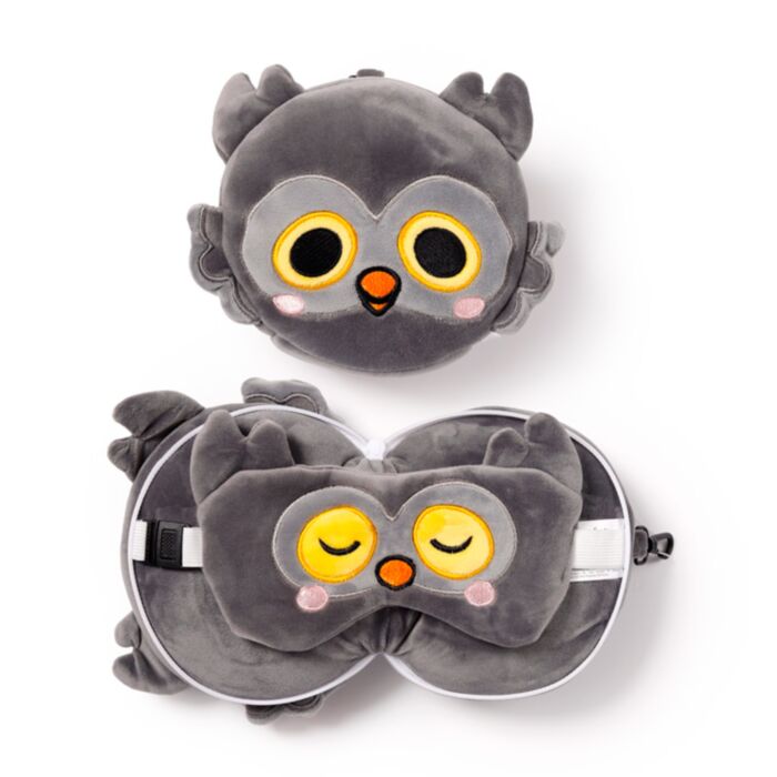 Relaxeazzz Adoramals Winston the Owl Eule Plüsch Reisekissen & Schlafmaske