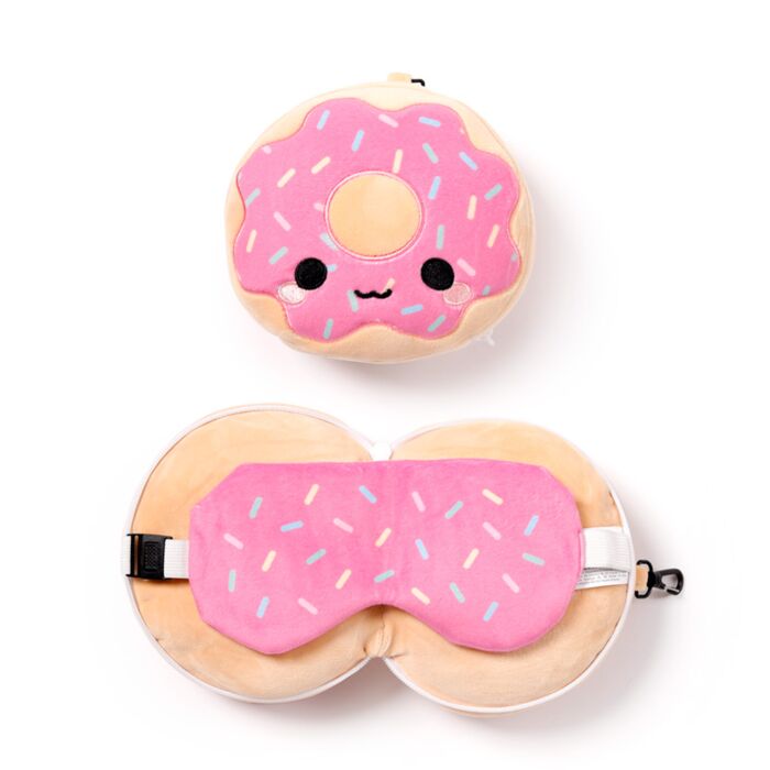 Relaxeazzz Adorasnacks Donut Plüsch Reisekissen & Schlafmaske