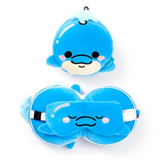 Relaxeazzz Adoramals Blu the Dolphin Delfin Plüsch Reisekissen & Schlafmaske 